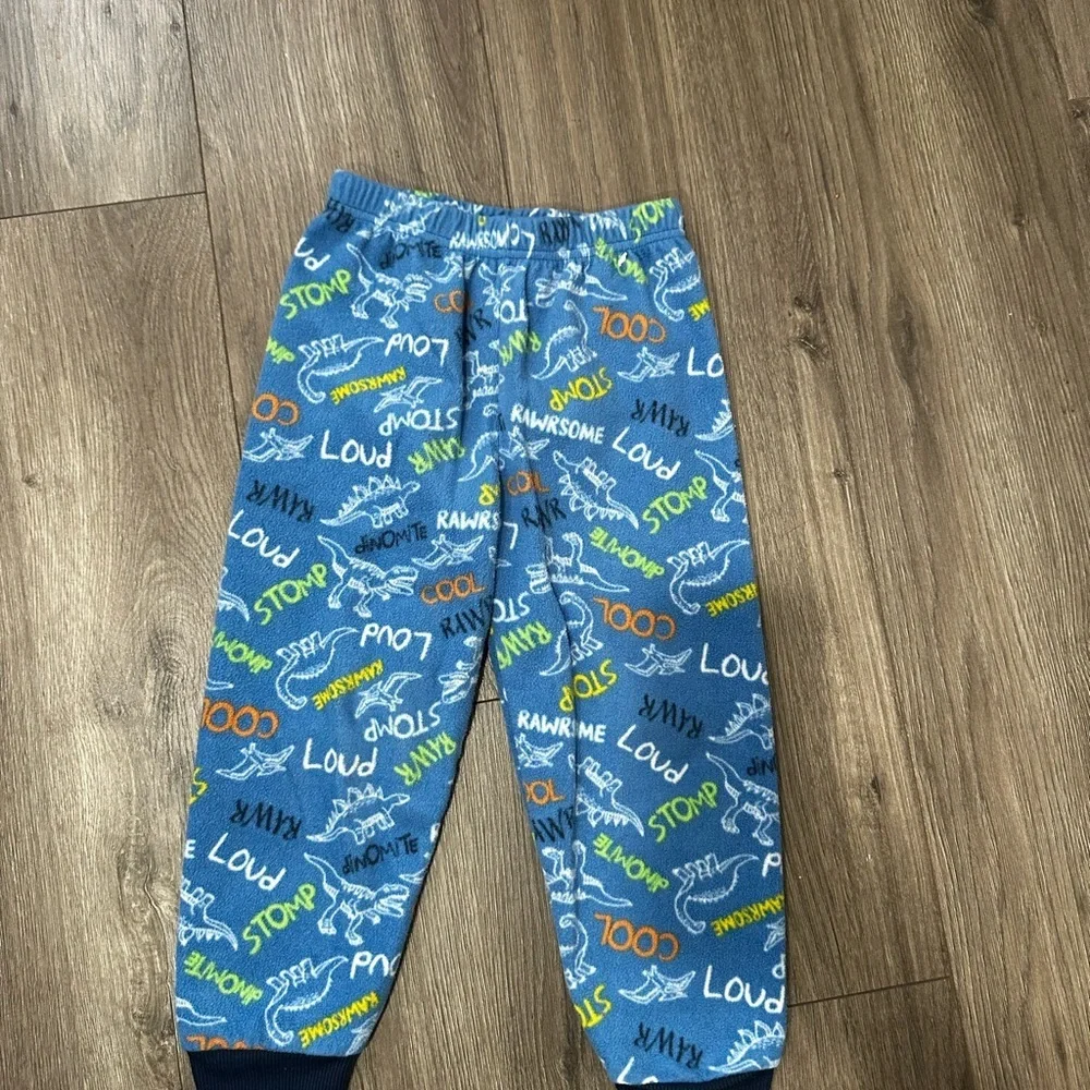 Blue Dino-Print Kids Pajama Bottoms